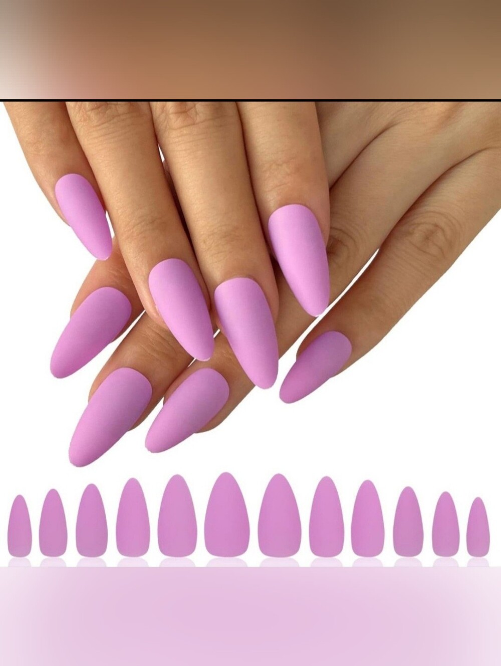 108 pcs Almond Press on Nails Medium Full Cover Matte Purple Acrylic Art Manicur